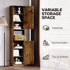 Meuble de Rangement Haut de Salle de Bain Okak, Armoire Autoportante de 69" avec Étagères Réglables, Portes et Dispositif Anti-Basculement pour Cuisine et Salon