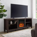 Meuble TV de cheminée GDFStudio Colcord moderne en bois 70 avec 2 étagères