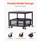 Support pour mini-réfrigérateur VEVOR avec rangement, table pour mini-réfrigérateur de 90 kg avec chariot de rangement mobile et roulettes pivotantes, support pour réfrigérateur à boissons, noir