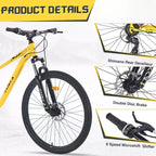 VTT NAYSAYE 27,5 pouces 8 vitesses avec suspension avant et cadre en acier pour aventures tout-terrain, jaune, 68.5*27.1*40.55