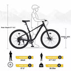 VTT NAYSAYE 27,5 pouces 8 vitesses avec suspension avant et cadre en acier pour aventures tout-terrain, jaune, 68.5*27.1*40.55