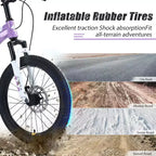 NAYSAYE Vélo VTT Cadre en acier durable avec fourche à suspension pour enfants, Violet, 54.33*22.44*32.48