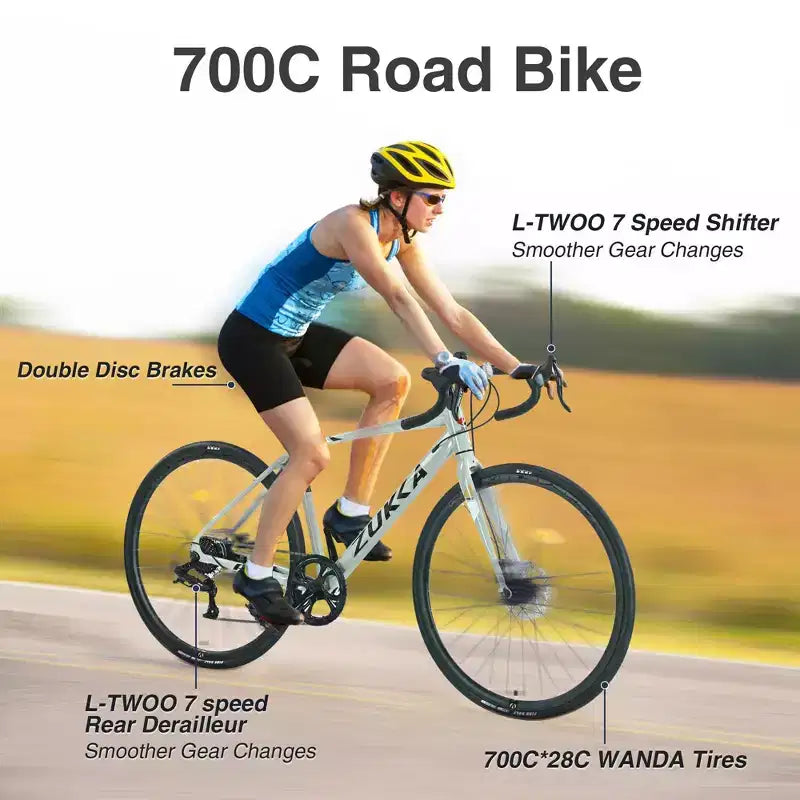 NAYSAYE Vélo de route 700C Cadre léger en alliage avec changement de vitesse fluide pour la ville, Vert, 68.5*18.8*38.9