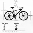 NAYSAYE Vélo de route 700C Cadre léger en alliage avec changement de vitesse fluide pour la ville, Vert, 68.5*18.8*38.9