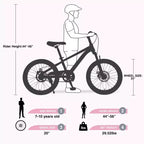 VTT NAYSAYE 20 pouces avec selle réglable et double frein à disque pour les aventures en plein air, rose, 54.33*22.44*32.48