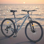 NAYSAYE VTT 27,5 pouces 8 vitesses avec suspension avant Cadre en acier durable pour hommes et femmes Aventures tout-terrain, Gris, 68,5*27,1*40,55