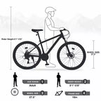 NAYSAYE Vélo VTT 27,5 pouces 21 vitesses avec suspension avant pour hommes, femmes, garçons et filles, bleu, 68,8*26,37*39,37