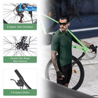NAYSAYE VTT 26 Pouces 3X8/24 Vitesses avec Cadre en Acier Fourche à Suspension Avant pour Hommes, Femmes, Étudiants, Vert, 65,75*24,41*37