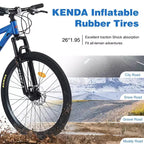 NAYSAYE Vélo VTT 26 Pouces Cadre en Acier Fourche Suspendue 24 Vitesses Vélo Adulte pour Aventure en Plein Air, Bleu, 65,75*24,41*37