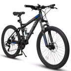 NAYSAYE Bicycle 27.5 Inch Full Suspension Mountain Bike 21 Speed with Dual Shock Absorbers for Men and Women, Black, 68.1*27*39.7
