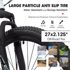NAYSAYE Vélo VTT 27 pouces avec dérailleur 21 vitesses, fourche suspendue et freins à disque pour hommes et femmes, Blanc, 53.54*7.68*28.35