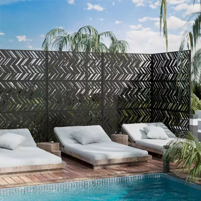 MAYEERTY Paravent de 72 pouces avec cadre métallique galvanisé, clôture de jardin, patio extérieur, noir