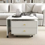 Table Basse GDFStudio Cyralis Moderne Extensible et Réversible avec Rangement, 2 Tiroirs et 6 Roulettes