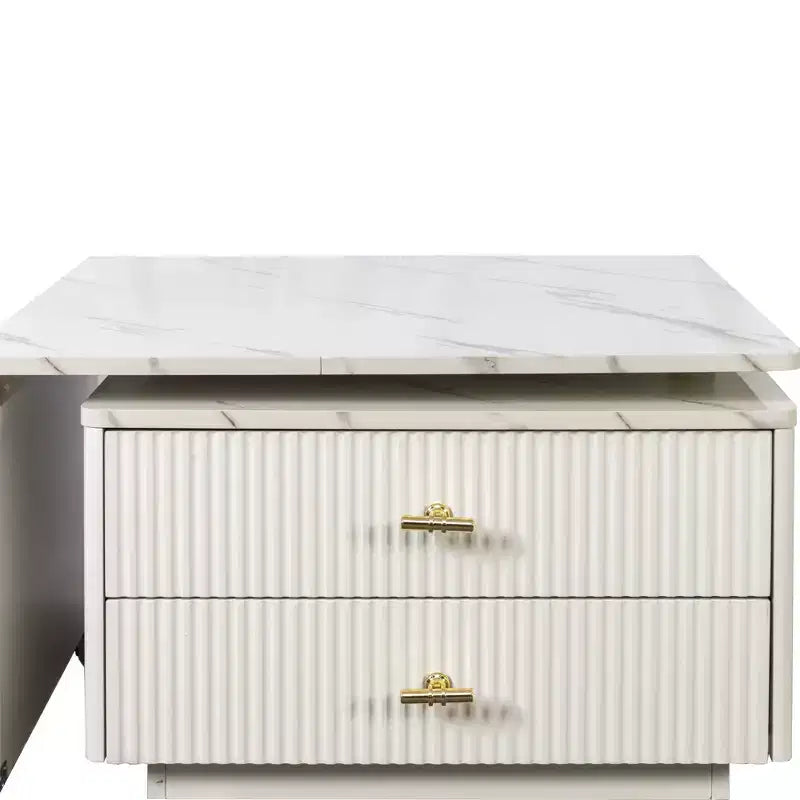 Table Basse GDFStudio Cyralis Moderne Extensible et Réversible avec Rangement, 2 Tiroirs et 6 Roulettes