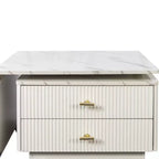 Table Basse GDFStudio Cyralis Moderne Extensible et Réversible avec Rangement, 2 Tiroirs et 6 Roulettes