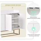 GDFStudio Truda - Buffet moderne de 120 cm avec étagères réglables et pieds en métal doré