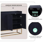 GDFStudio Truda - Buffet moderne de 120 cm avec étagères réglables et pieds en métal doré