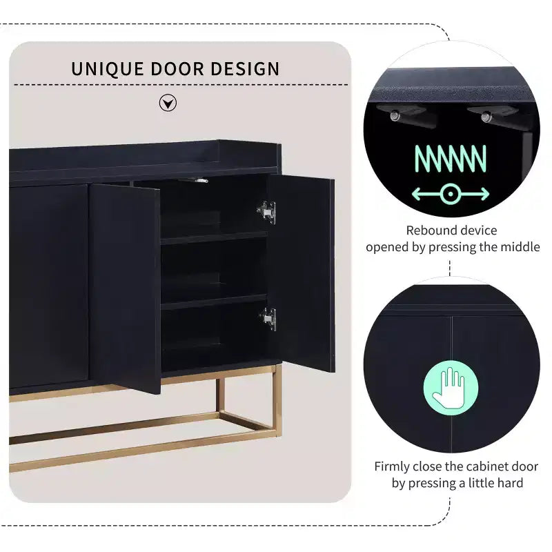 GDFStudio Truda - Buffet moderne de 120 cm avec étagères réglables et pieds en métal doré