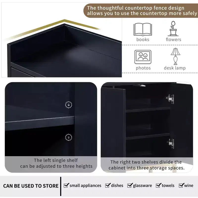 GDFStudio Truda - Buffet moderne de 120 cm avec étagères réglables et pieds en métal doré