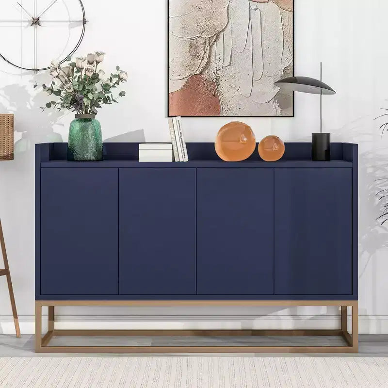 GDFStudio Truda - Buffet moderne de 120 cm avec étagères réglables et pieds en métal doré