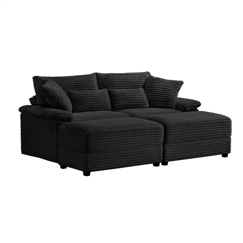 Ensemble de double chaise longue Whisen avec pouf réversible et rangement