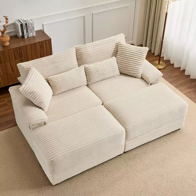 Ensemble de double chaise longue Whisen avec pouf réversible et rangement