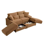 Ensemble de double chaise longue Whisen avec pouf réversible et rangement
