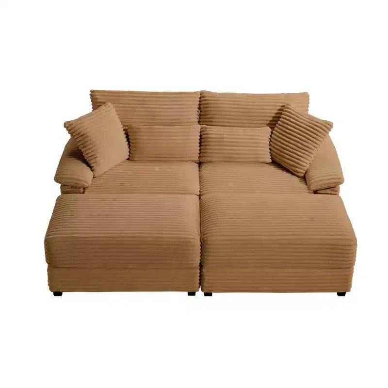 Ensemble de double chaise longue Whisen avec pouf réversible et rangement