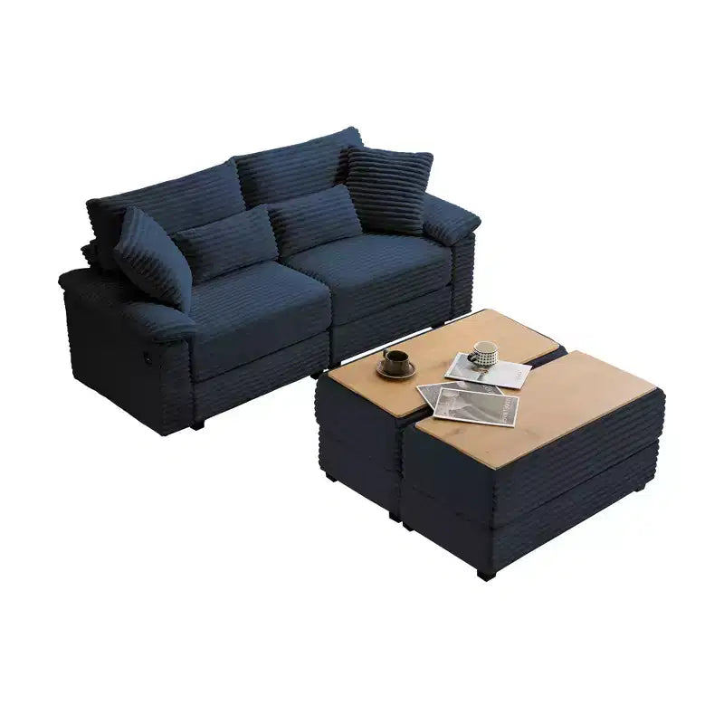 Ensemble de double chaise longue Whisen avec pouf réversible et rangement