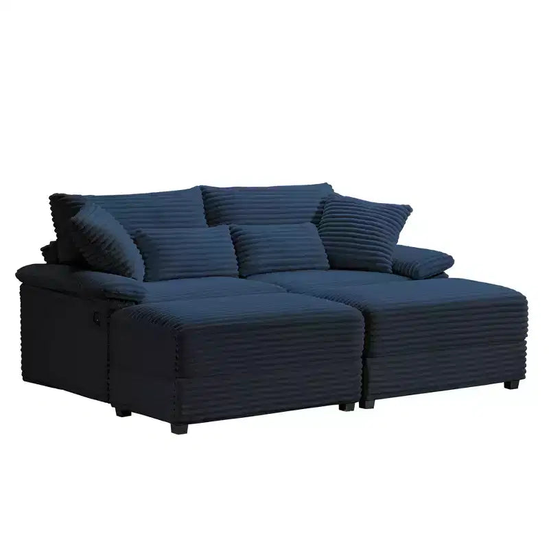 Ensemble de double chaise longue Whisen avec pouf réversible et rangement
