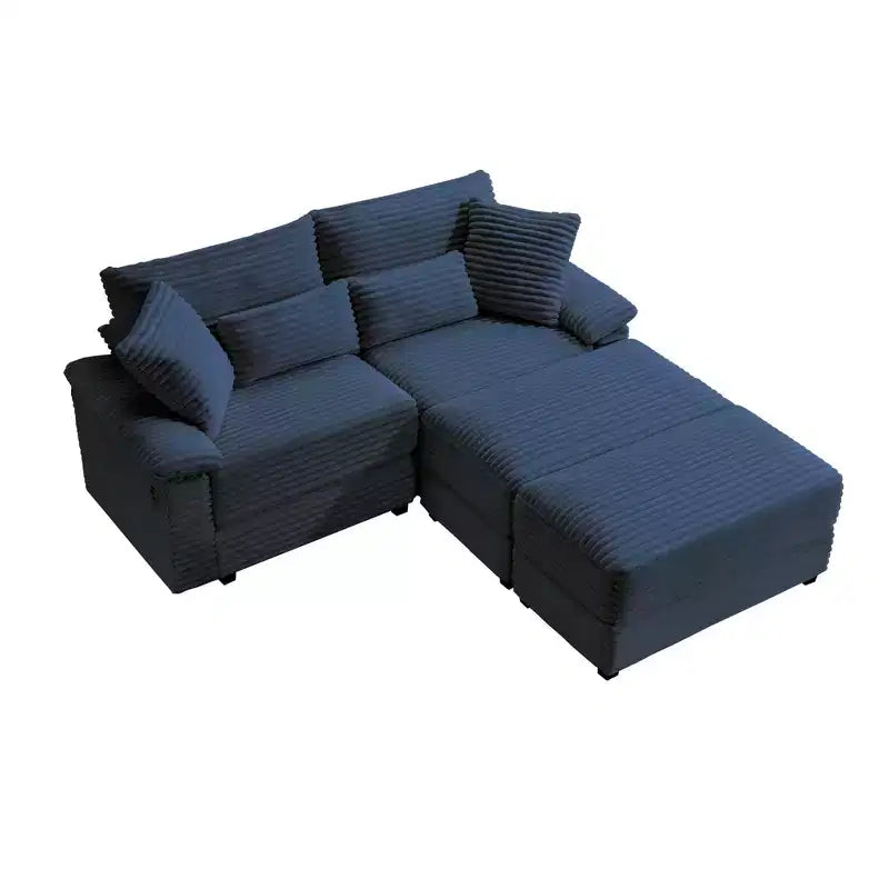 Ensemble de double chaise longue Whisen avec pouf réversible et rangement