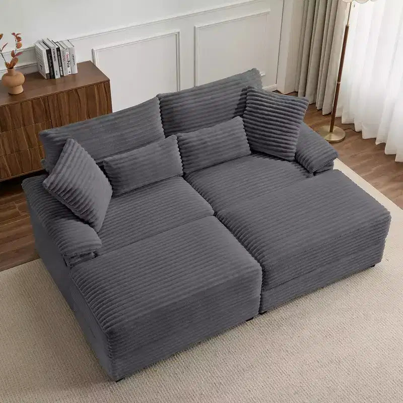 Ensemble de double chaise longue Whisen avec pouf réversible et rangement