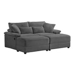 Ensemble de double chaise longue Whisen avec pouf réversible et rangement