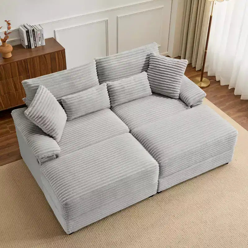 Ensemble de double chaise longue Whisen avec pouf réversible et rangement