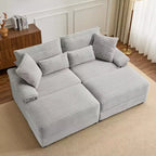 Ensemble de double chaise longue Whisen avec pouf réversible et rangement