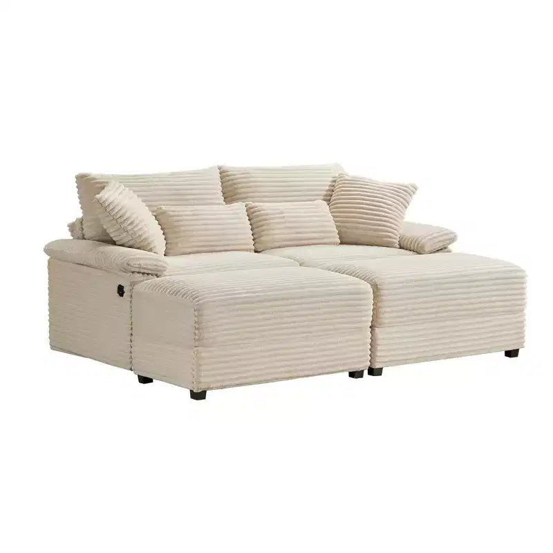 Ensemble de double chaise longue Whisen avec pouf réversible et rangement