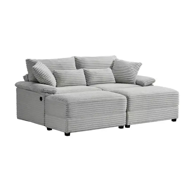 Ensemble de double chaise longue Whisen avec pouf réversible et rangement
