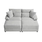 Ensemble de double chaise longue Whisen avec pouf réversible et rangement
