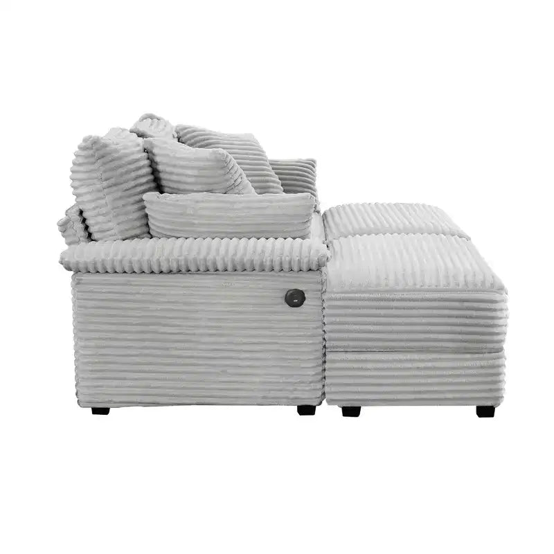 Ensemble de double chaise longue Whisen avec pouf réversible et rangement