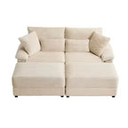 Ensemble de double chaise longue Whisen avec pouf réversible et rangement