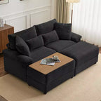 Ensemble de double chaise longue Whisen avec pouf réversible et rangement