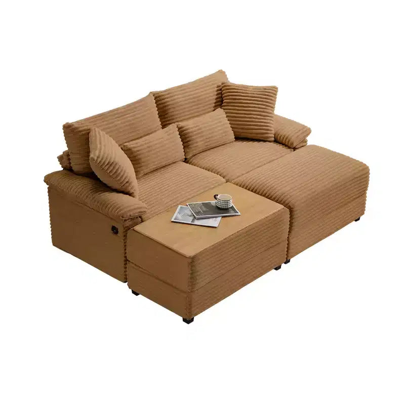Ensemble de double chaise longue Whisen avec pouf réversible et rangement