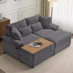Ensemble de double chaise longue Whisen avec pouf réversible et rangement