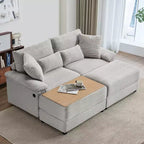 Ensemble de double chaise longue Whisen avec pouf réversible et rangement