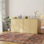 34 Armoire de buffet, meuble de bar à café cannelé pour entrée, placard de sol en bois avec étagères réglables, meuble console média pour salon