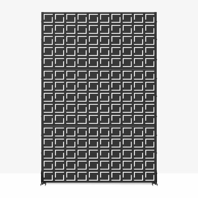 MAYEERTY 72 pouces Séparateur de pièce Rectangle Écran d'intimité Cadre galvanisé Écran d'intimité Noir