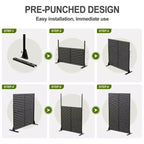MAYEERTY 72 pouces Séparateur de pièce Rectangle Écran d'intimité Cadre galvanisé Écran d'intimité Noir