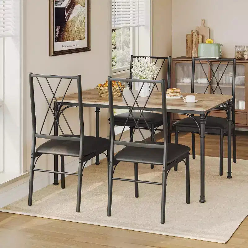 Ensemble de table à manger 5 pièces COZONY avec 4 chaises, table à manger rectangulaire et chaises rembourrées pour la cuisine, la salle à manger ou le coin petit-déjeuner