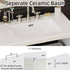 Meuble-lavabo de salle de bain Bestier 31 pouces style ferme avec évier en céramique et armoire de salle de bain rustique vintage