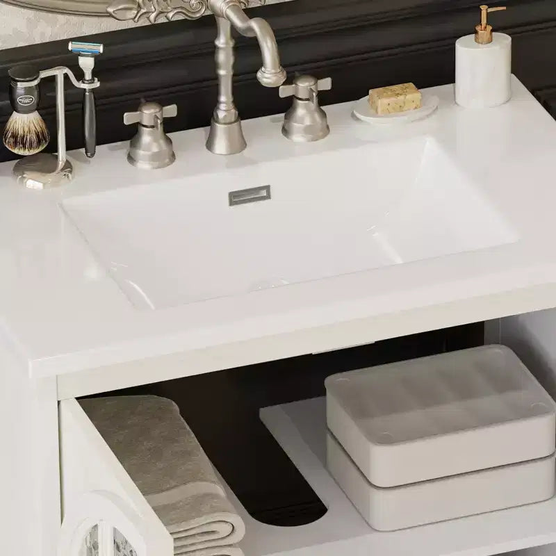 Meuble-lavabo de salle de bain Bestier 31 pouces style ferme avec évier en céramique et armoire de salle de bain rustique vintage